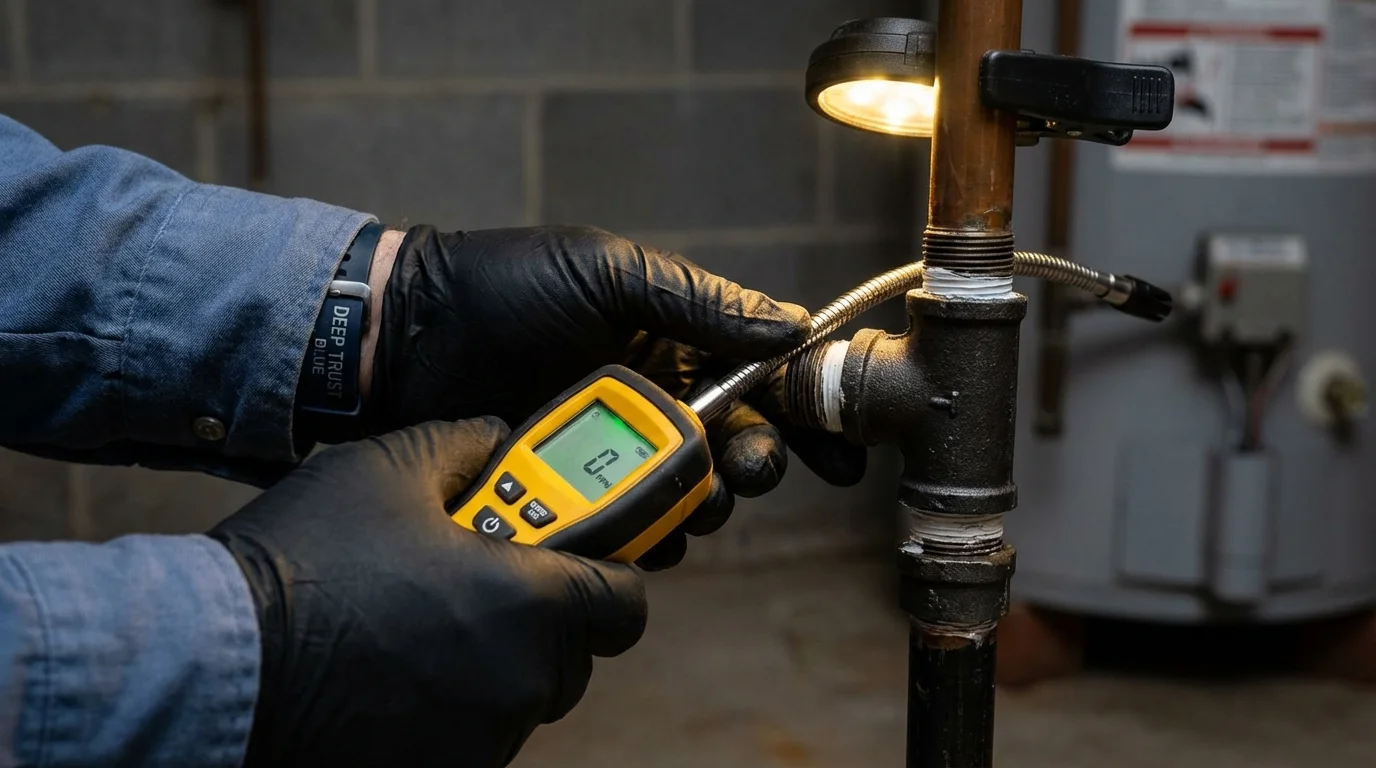 Gas leak detection with electronic sniffer by Johns Plumbing LLC in Rensselaer